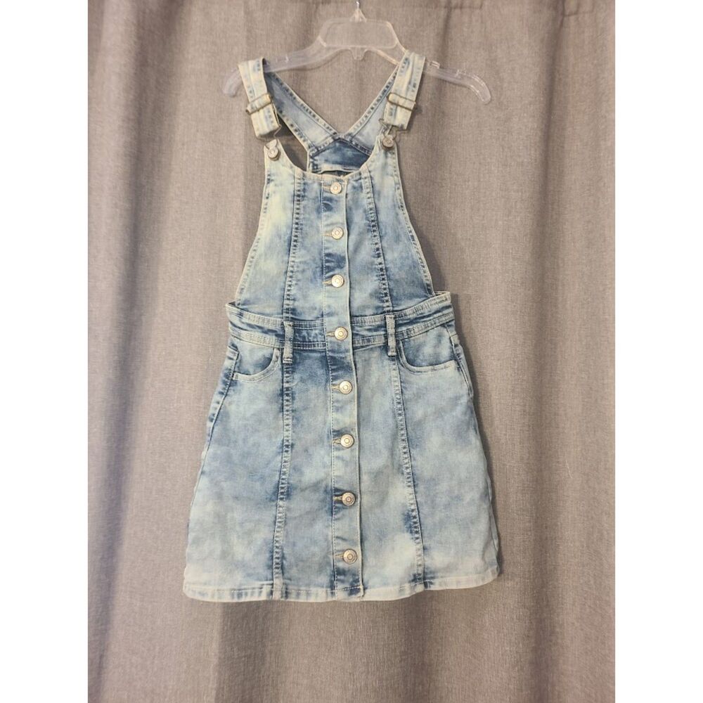 Jordache Girls Acid Wash Overall Denim Dress Size M